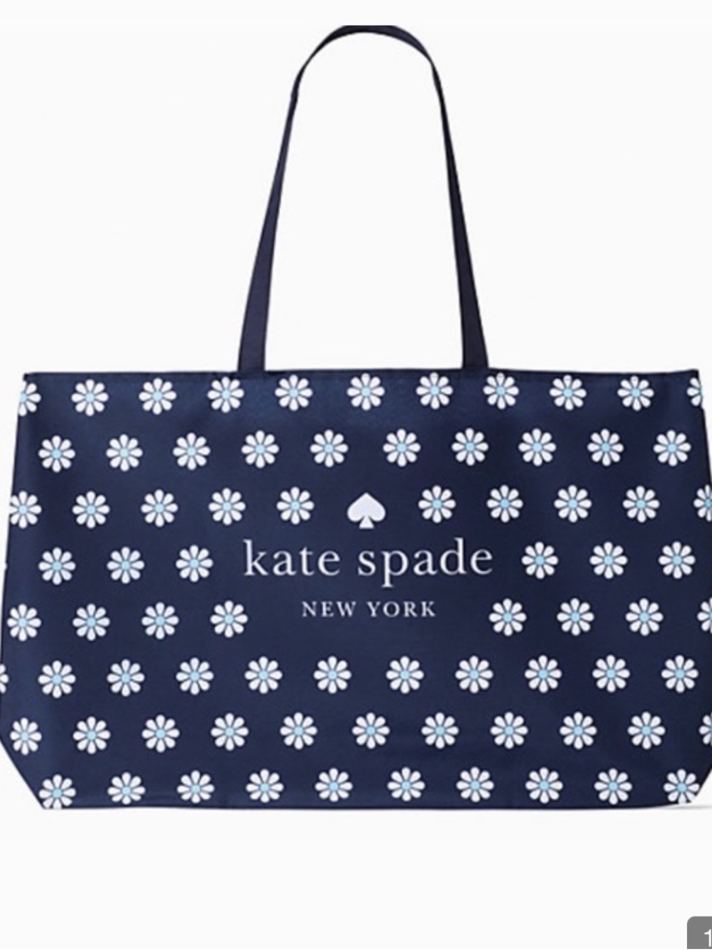 kate spade Navy and White Daisy Canvas Large Tote